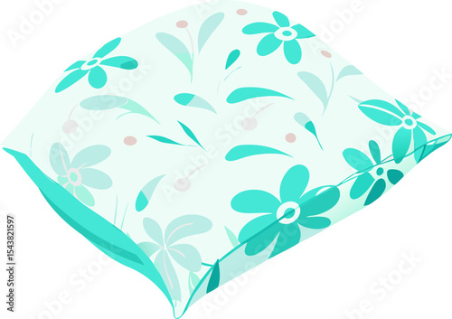Icon of decorative pillow with floral pattern in bright style 