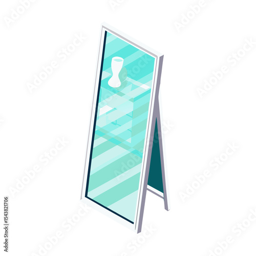 Icon of stylish floor mirror with a sleek frame for modern interior decoration and functionality