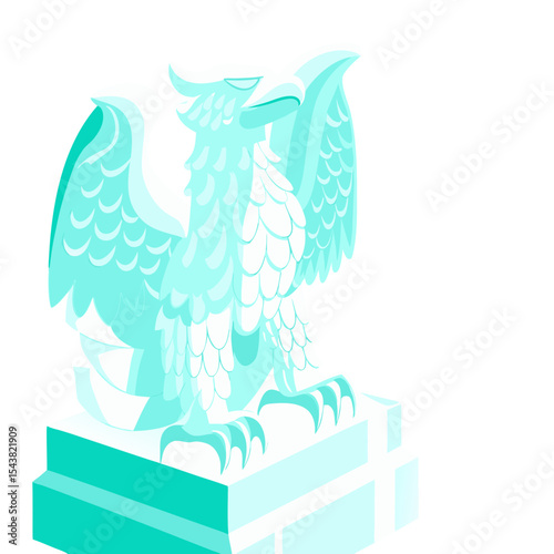 Icon of elegant sculpture of a majestic eagle perched on a pedestal 
