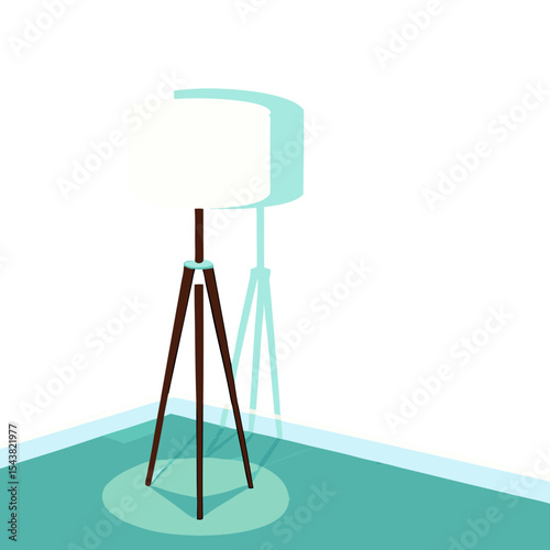 Icon of modern tripod floor lamp with clean lines and soft light in a cozy setting 