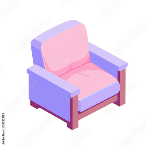 Icon of cozy armchair in soft pastel colors 