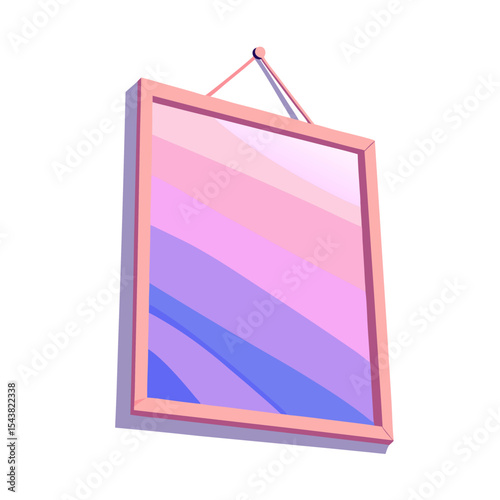 Icon of isometric design of a decorative framed mirror with pastel colors 