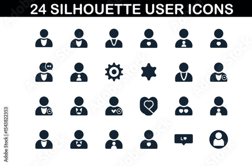 User Silhouettes Pack – 24 Minimal Human Icons Set