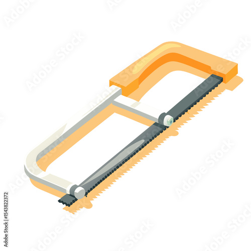 Icon of isometric design of a hacksaw tool for cutting materials 