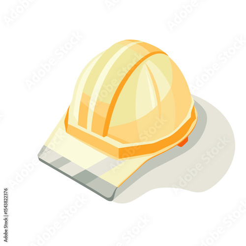 Icon of isometric design of a hard hat for safety in construction 