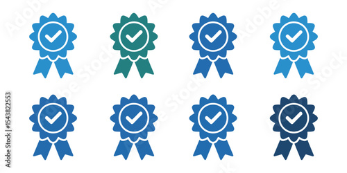 Colorful medal icon showing certified approval badge

