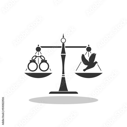  Jail or freedom justice scale icon with shadow