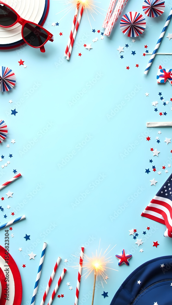 Fototapeta premium Festive Accessories: Independence Day Composition