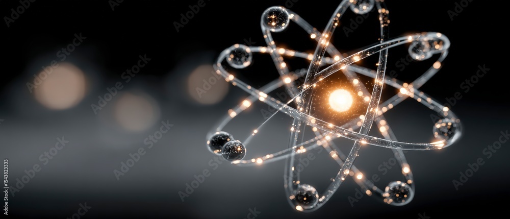 Obraz premium Glowing Atomic Model Energy Science Physics Abstract Background