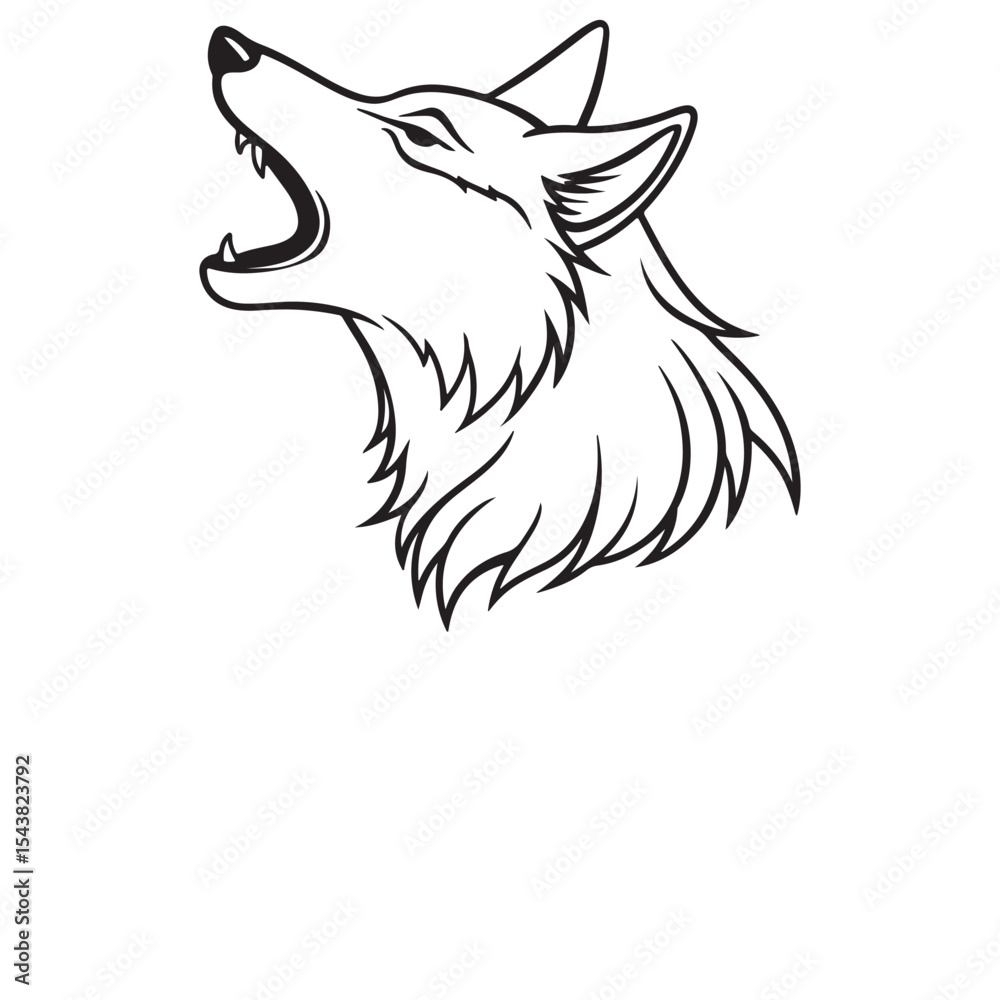 Obraz premium Wolf Howling head line art