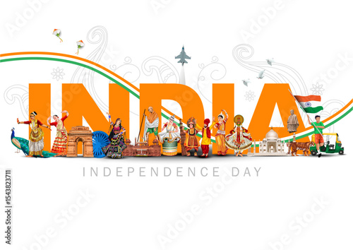 happy independence day India greetings. vector illustration design.