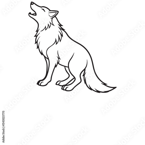 Wolf howling line art