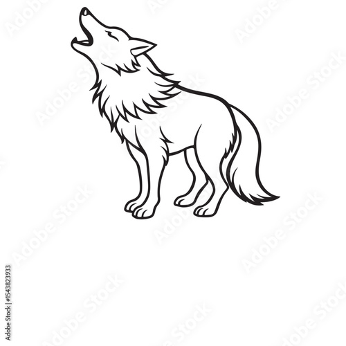 Wolf howling line art
