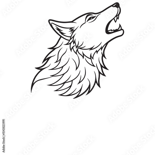 Wolf Howling head line art