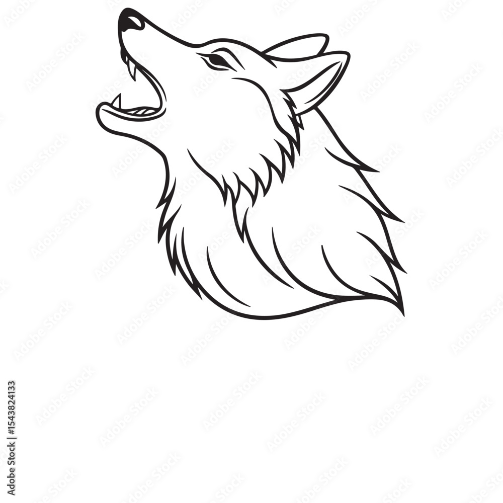 Obraz premium Wolf Howling head line art