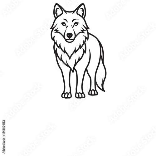 Wolf howling line art