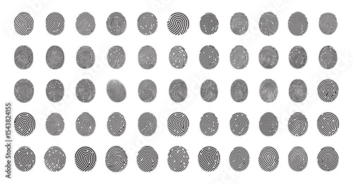 set of finger print fingerprint lock secure security logo vector icon