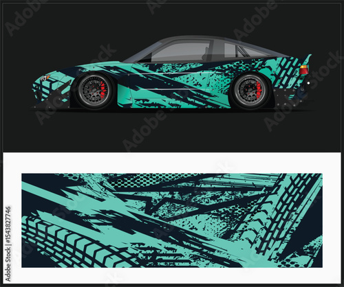 Classic Muscle Car Design with Lime Green and Black Stripes