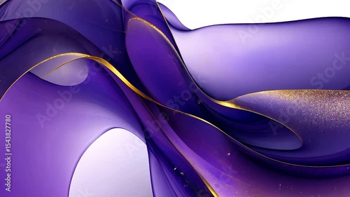 Abstract purple flowing fabric with gold accents moving gracefully in smooth cinematic shot