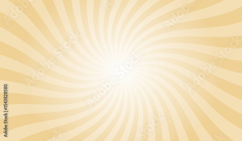 Yellow swirl sunburst background. Deep champagne yellow radial retro glowing rays banner. Abstract retro whirlwind starburst vector abstract background. Twisted radial illustration.