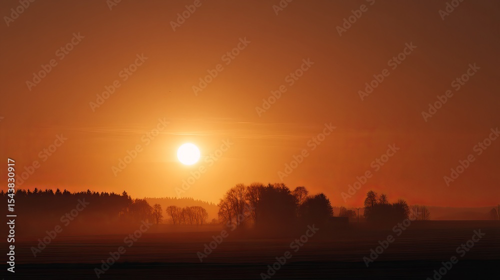 Fototapeta premium Peaceful sunrise over hammelburg countryside with golden morning light
