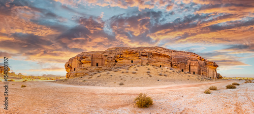 Jabal AlAhmar, ancient tombs of Hegra in AlUla, Saudi Arabia