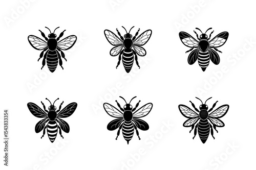 little bee silhouette vector art hovering with tiny wings