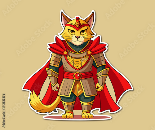 Cartoon White Cat Samurai with Katana Sword and Floral Kimono Illustration cartoon