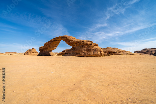 Rainbow Arch, amazing sandstone rock formation in AlUla, Saudi Arabia
