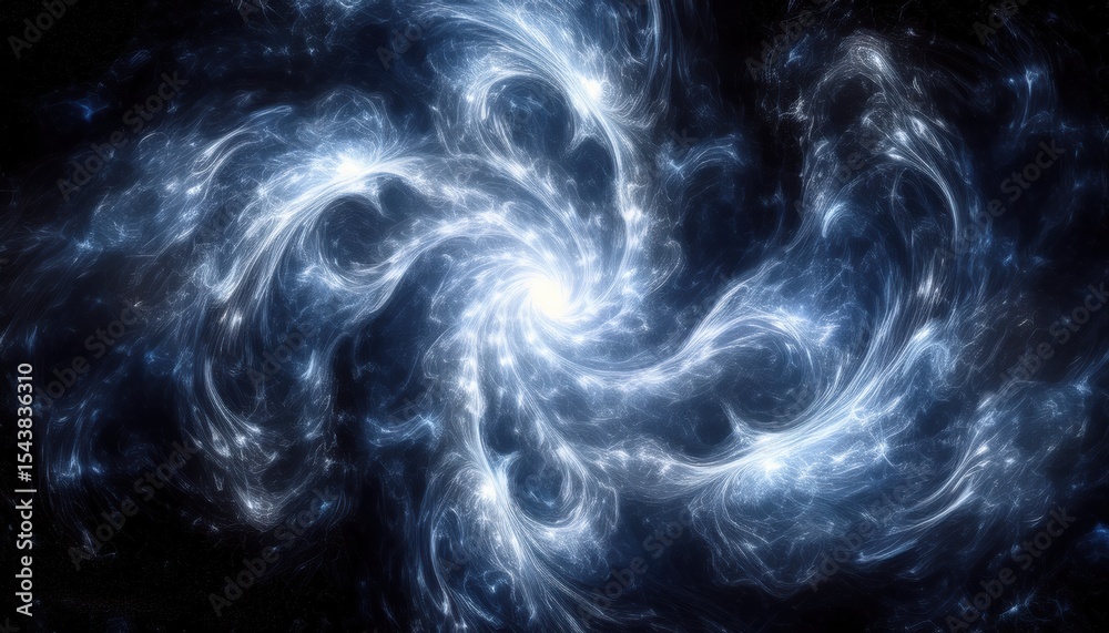 Obraz premium ethereal blue nebula swirl with radiant light core in deep space, perfect for halloween-themed digital design, sci-fi branding, or fantasy print artwork