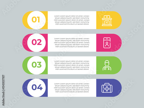 KWL Chart infographic 4 point with round box and circle badge on center with horizontal direction for slide presentation