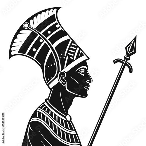 Narmer Man Silhouette – Black Vector Ancient Egyptian Figure Illustration