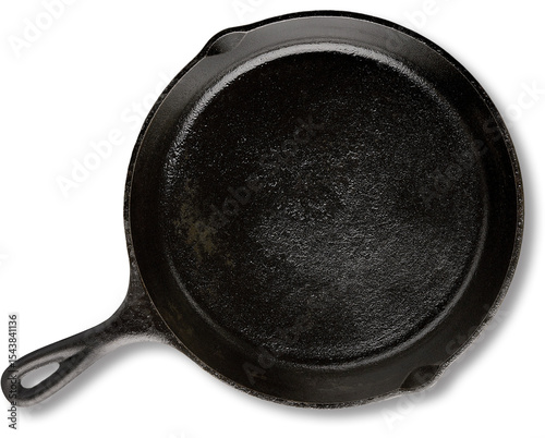 A cast iron skillet with a smooth, dark surface, ideal for cooking a variety of dishes.