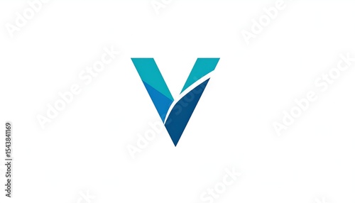 Abstract Blue V Letter Logo.