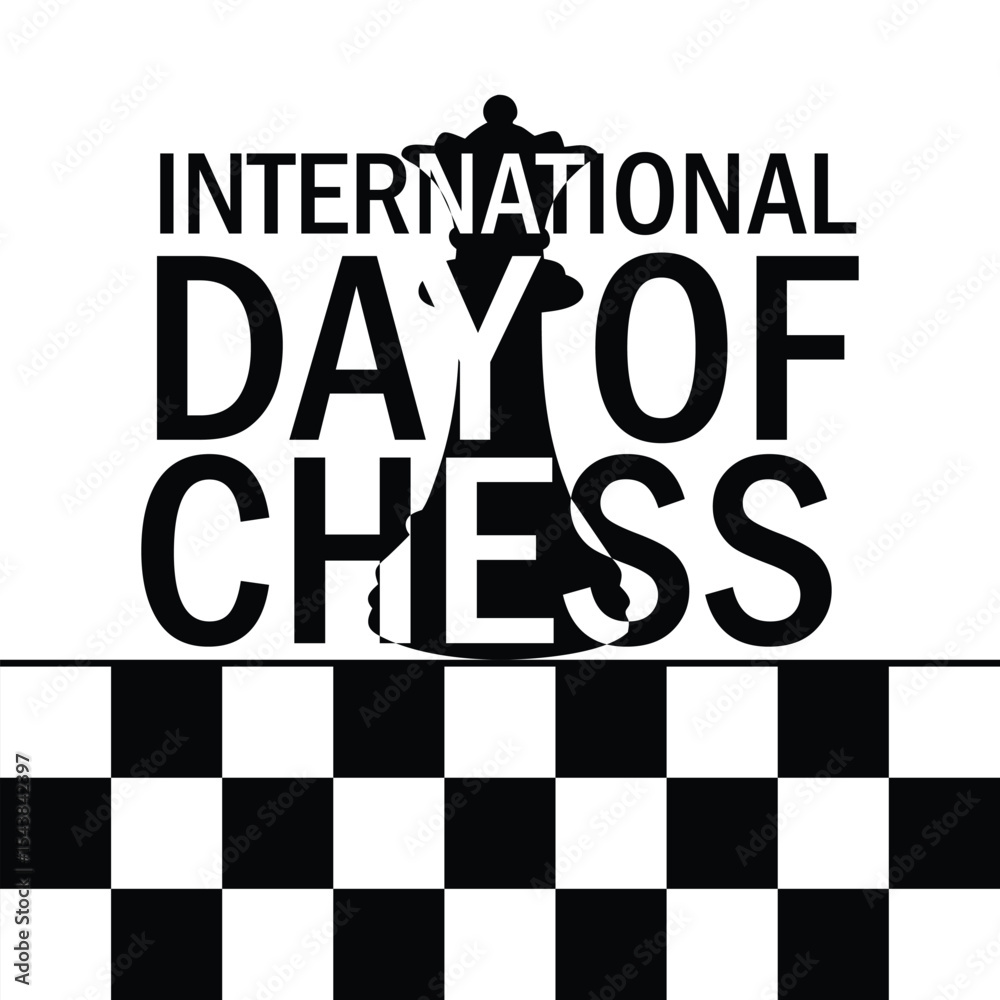 Obraz premium Chess Day Poster with Black and White Checkboard