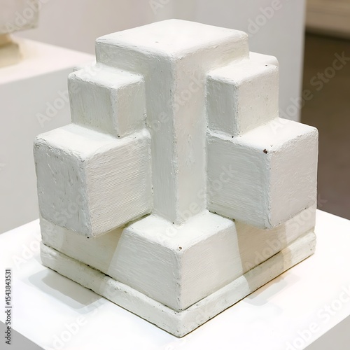 Abstract geometric cube sculpture