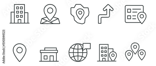 Navigation and location outline icon set. direction, map, gps symbols collection