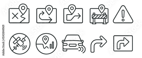 Navigation and location icons line set. gps, maps, directions with outline style