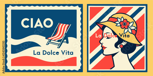 Vintage italian summer vacation postcards