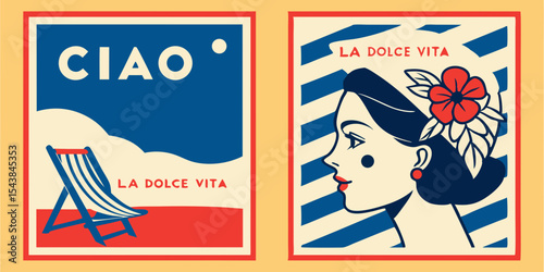Italian summer vacation posters set la dolce vita