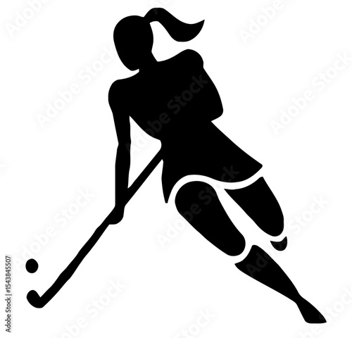 Field Hockey Player Silhouette, Female Hockey Player, Sportswoman Icon