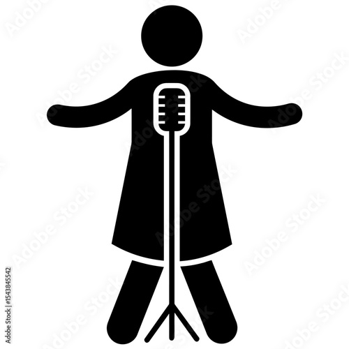 Singer Icon, Performer with Microphone, Vocalist Symbol