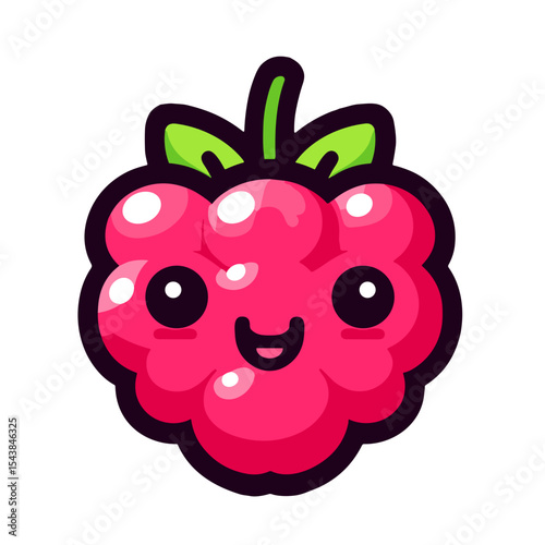 Adorable raspberry character for stickers, merch design, and fruity branding on transparent background