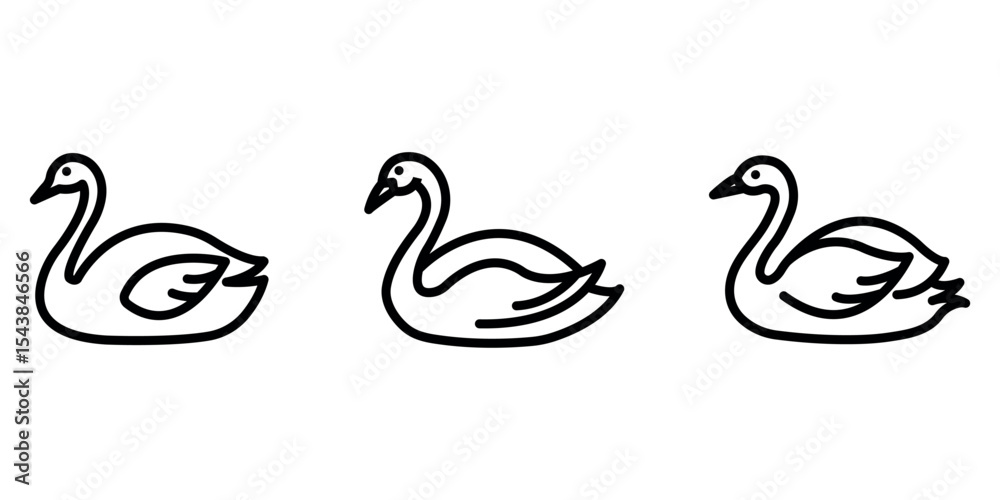 Naklejka premium swan-bird outline or line icon design bundle.