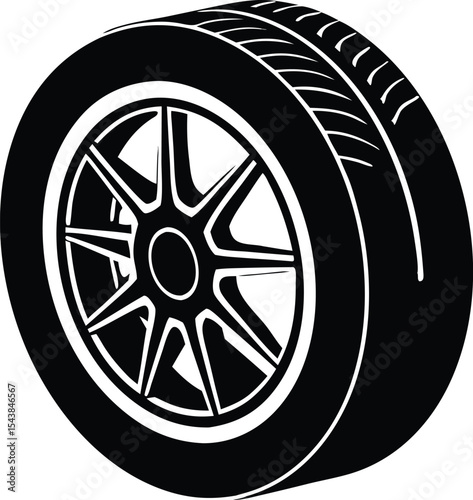  compact car tire silhouette vector