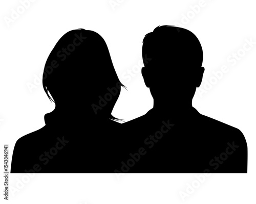 Man and Woman Silhouette, Couple Profile Icons, User Avatars