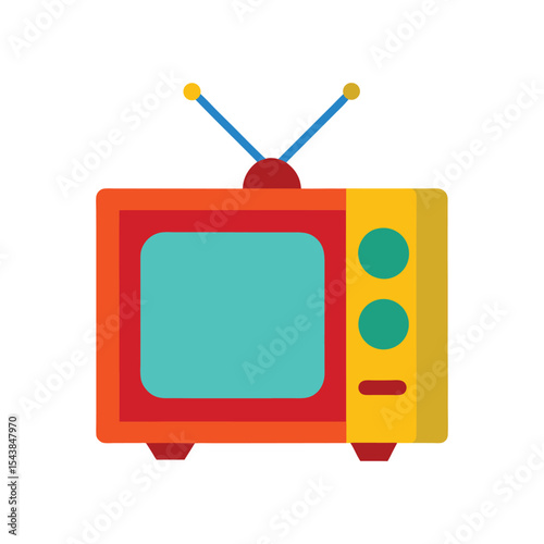 Retro tv colorful vector art illustration