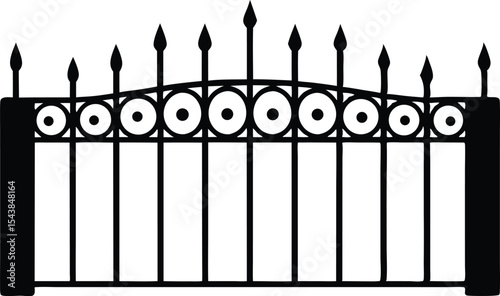 iron fence silhouette vector illustration