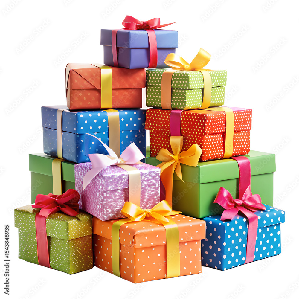 Fototapeta premium Colorful Gift Box Stack On Transparent Background 