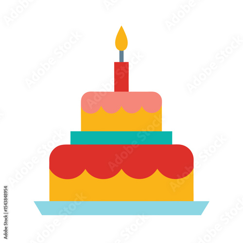 Birthday cake vector art illustration
